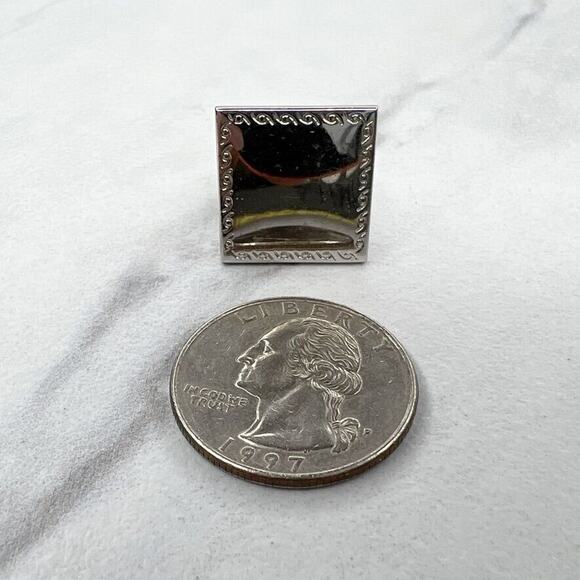 Hickok Vintage Silver Tone Square Scroll Single Cufflink - Picture 1 of 7
